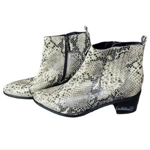 Blondo Snake-Print Ankle Boots in Black and Cream